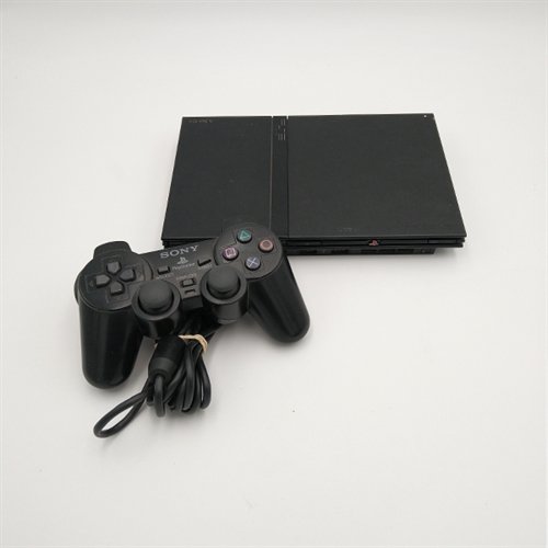 Playstation 2 Sort Konsol - SNR AC5023648 (B Grade) (Genbrug)